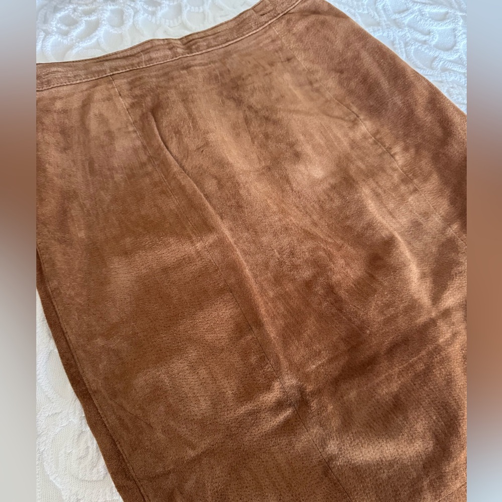 Vintage Suede Leather Pencil Skirt